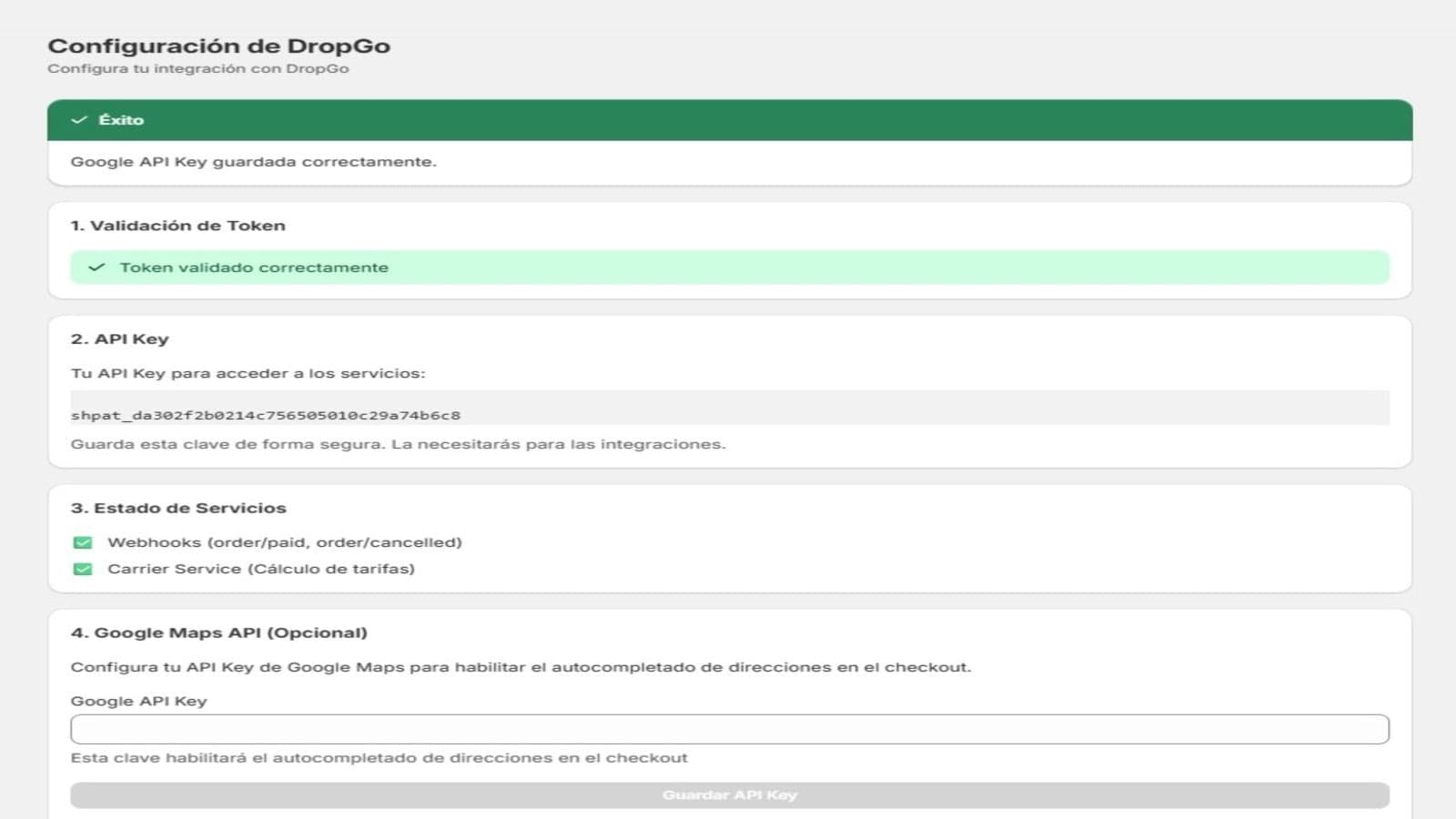 Configuración DropGo