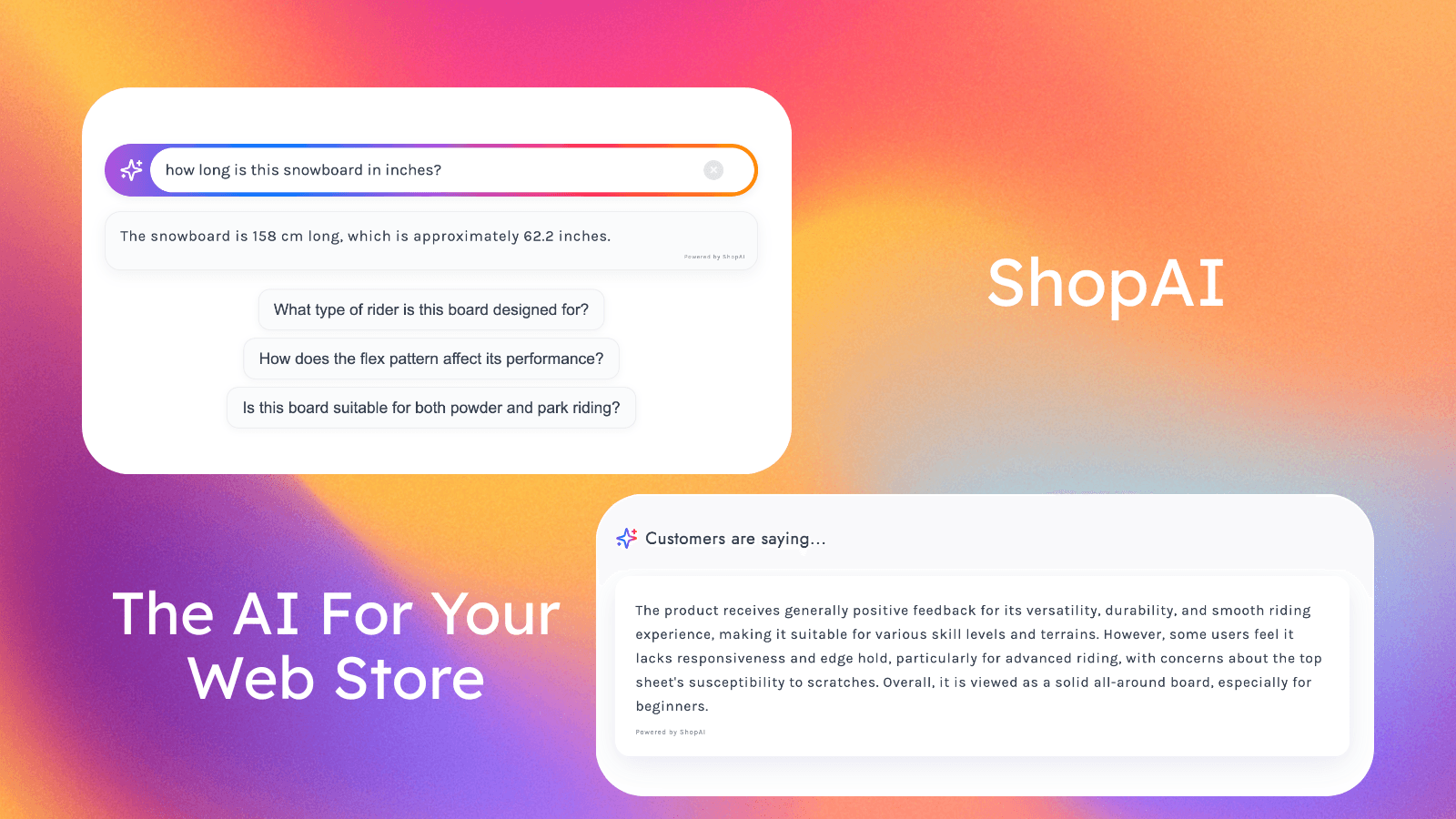 ShopAI Search Bar and Review Summaries