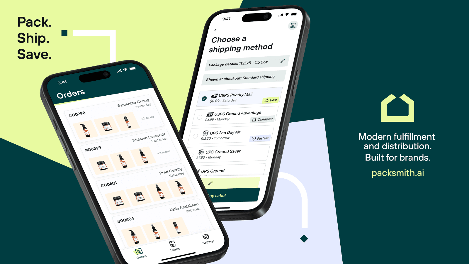 Image showing two mobile phones running the Packsmith app