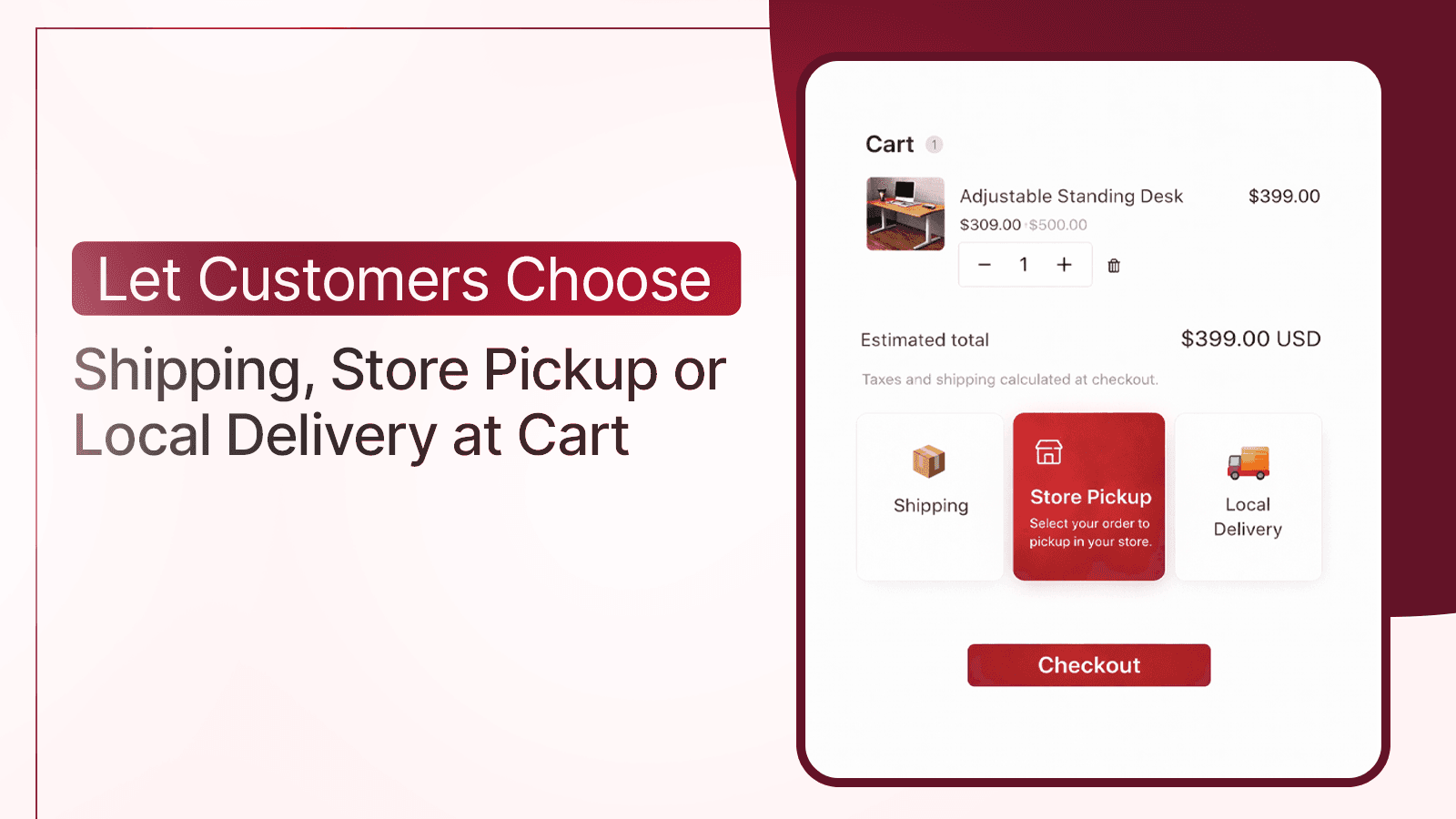 Customers choose delivery or pickup dates directly from cart