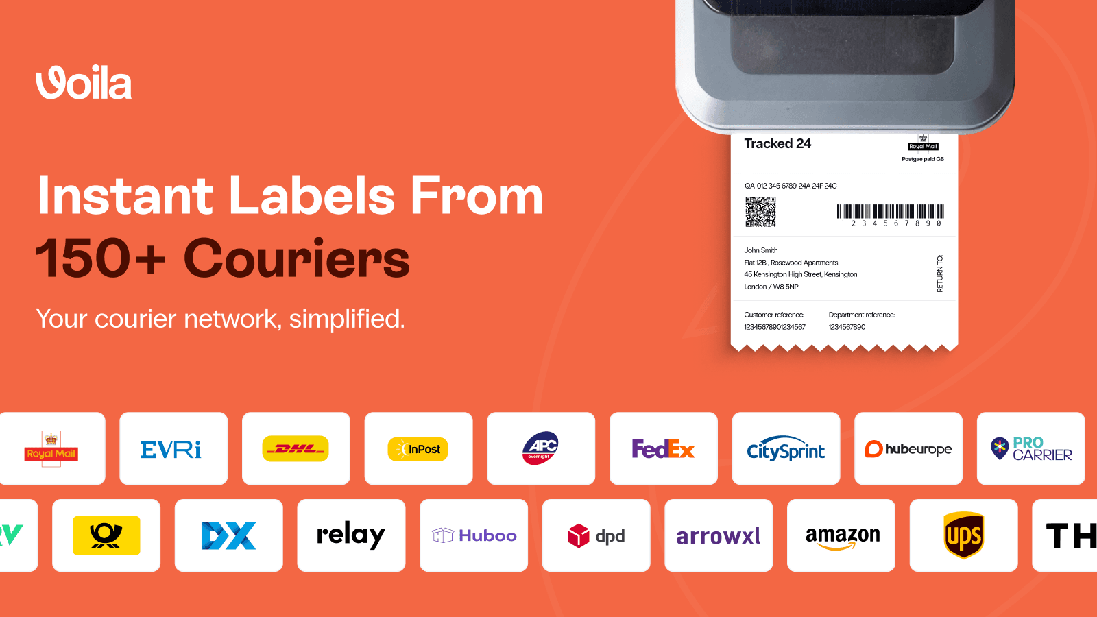 Instant labels from 150+ couriers