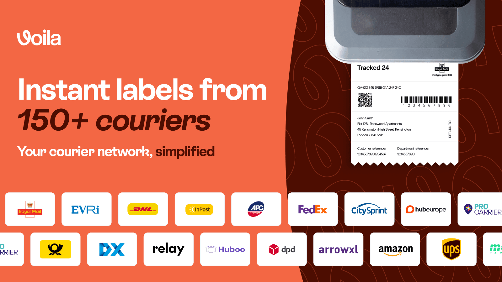 Instant labels from 150+ couriers
