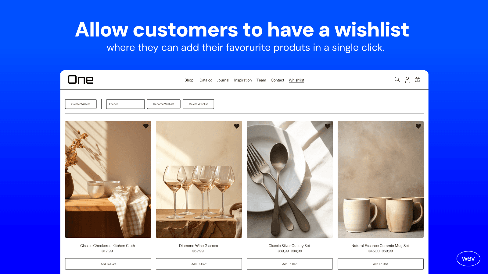 WA Wishlist applied on a web