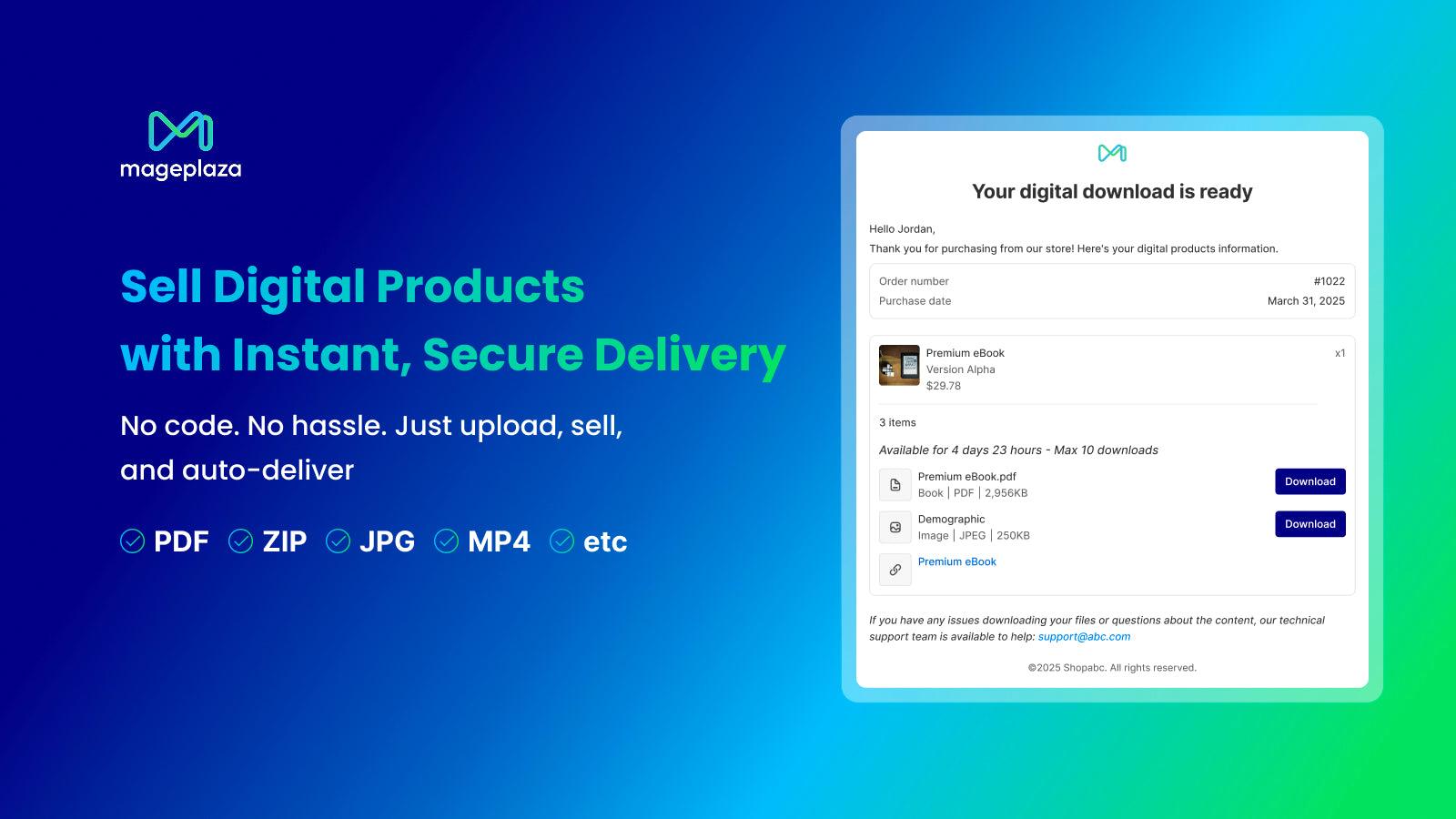 Sell digital products automatically with instant, secure file de