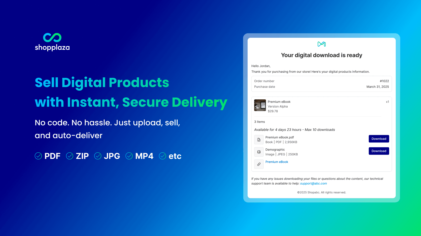 Sell digital products automatically with instant, secure file