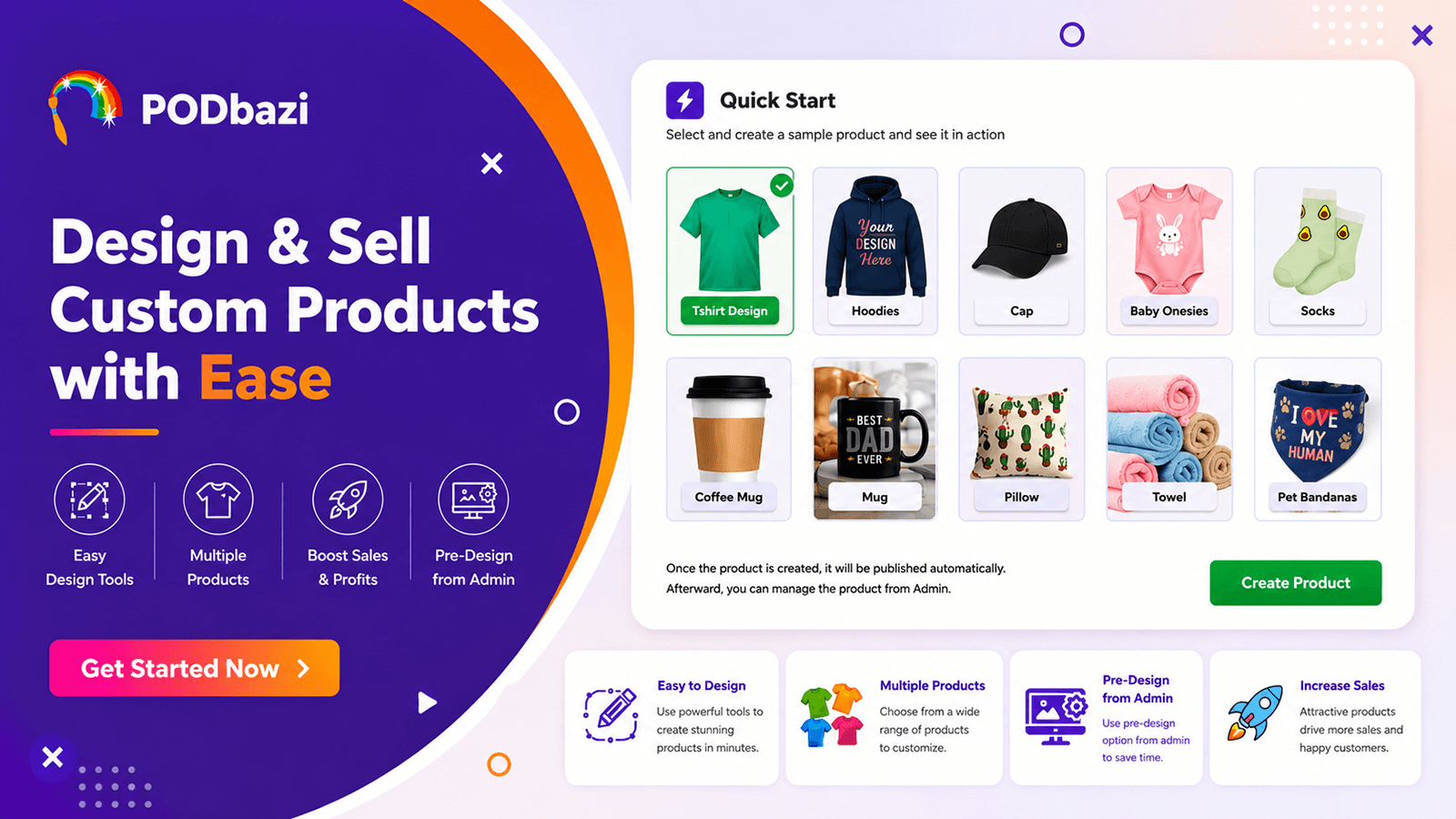 PODbazi custom product design dashboard and setup