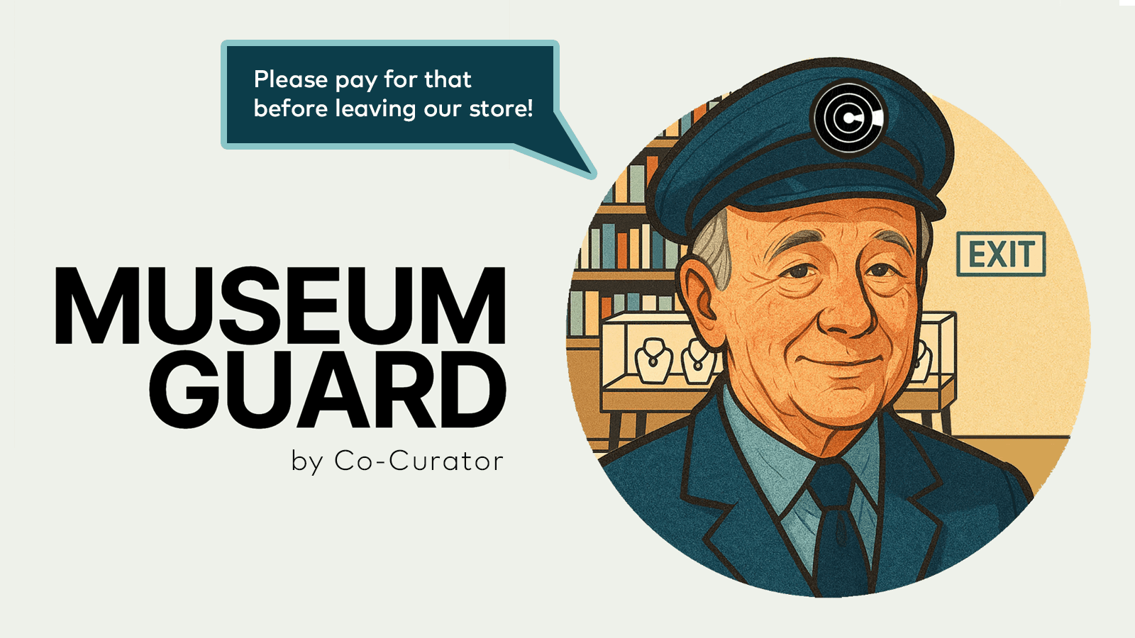 Museum Guard illustration with large MUSEUM GUARD headline