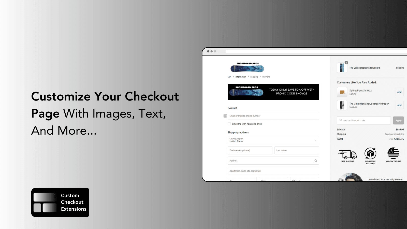 Customize Checkout With Images, Texts, and More