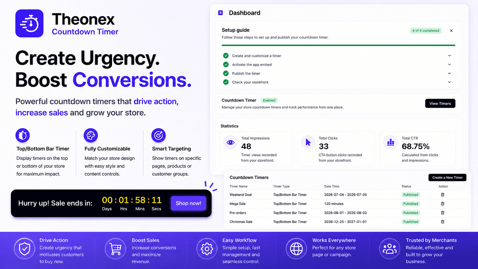 Create urgency with Top/Bottom Bar countdown timers