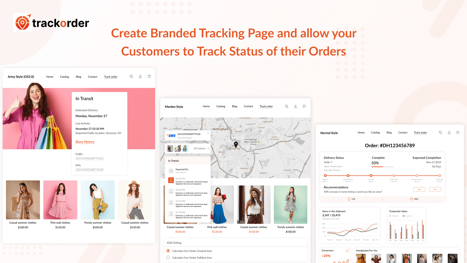 Create Branded page and allow your customers to track status of