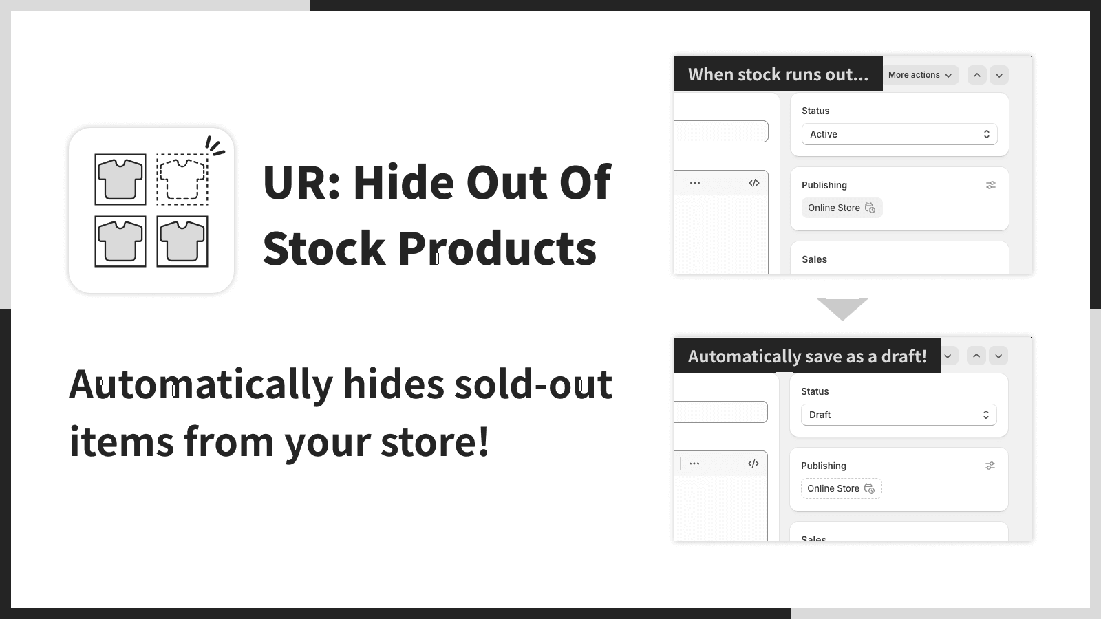Automatically hides sold-out items from your store