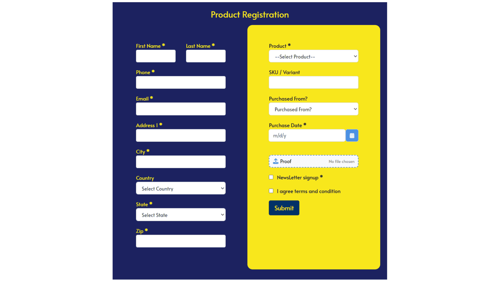 Product Registration Supreme