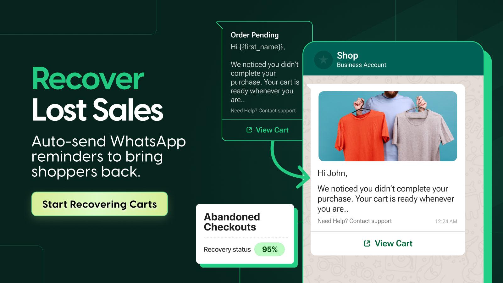 Recover carts with automated WhatsApp reminders