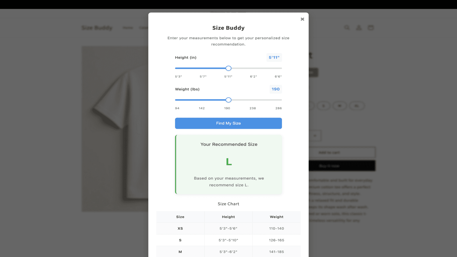 Make it easy for shoppers to find their ideal size in seconds!
