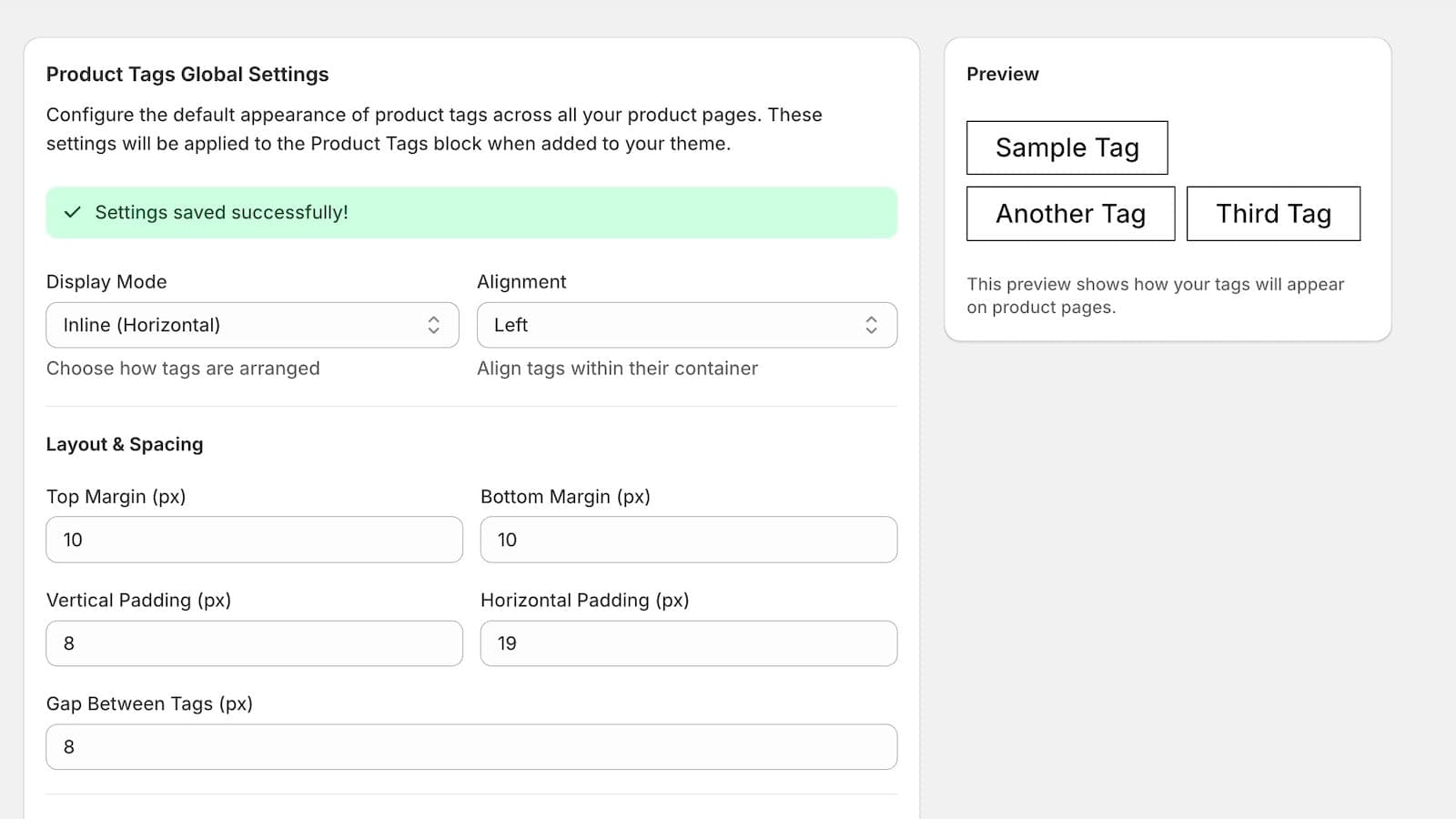 Display live, crawlable product tags