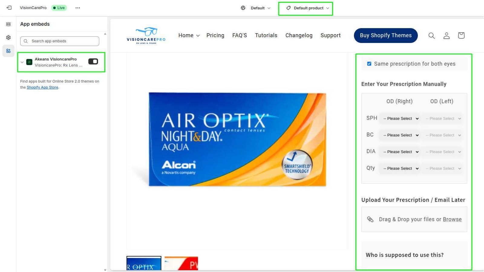 Prescription Lens App Embedded