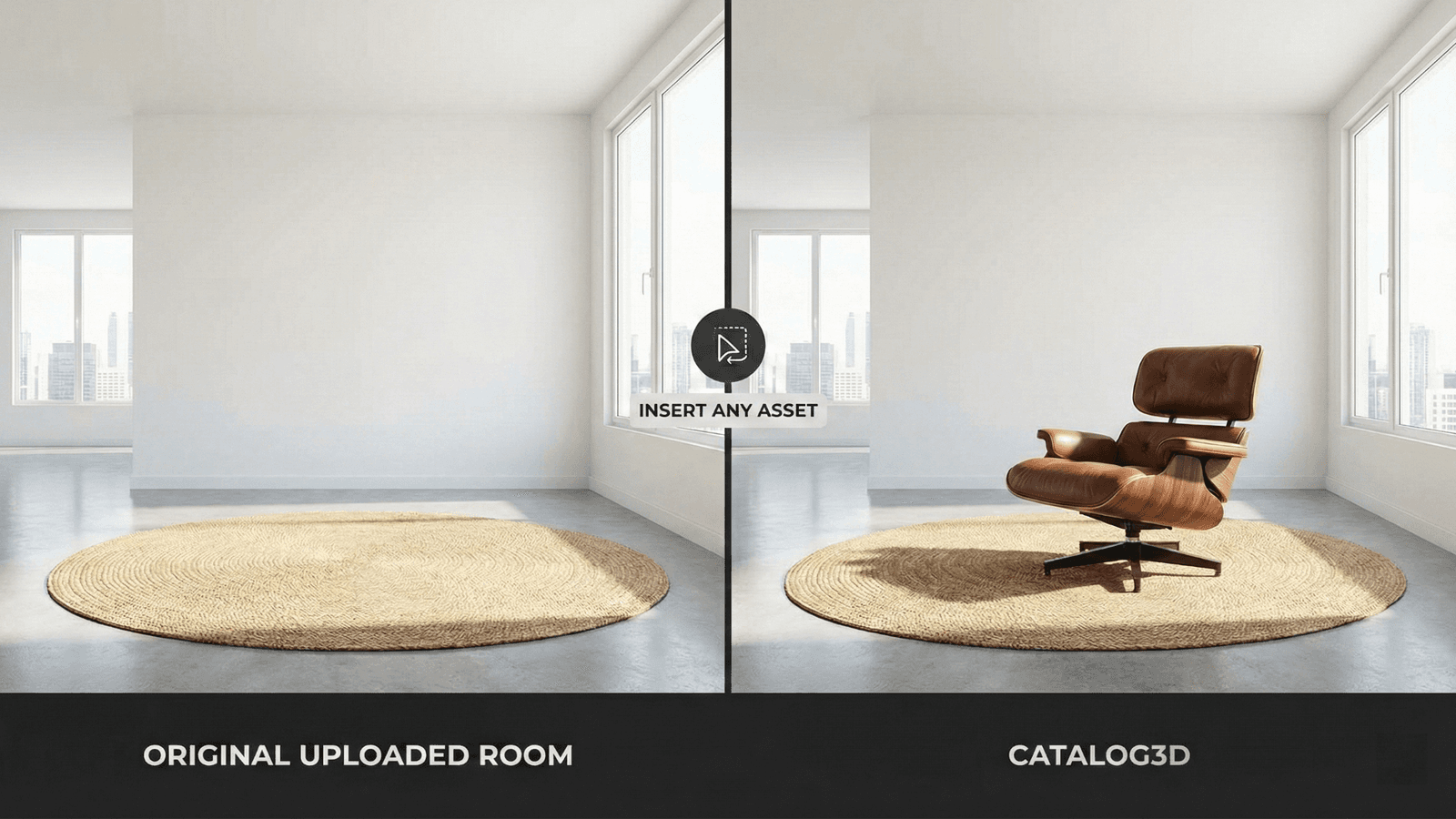 Insert any asset into your room image.