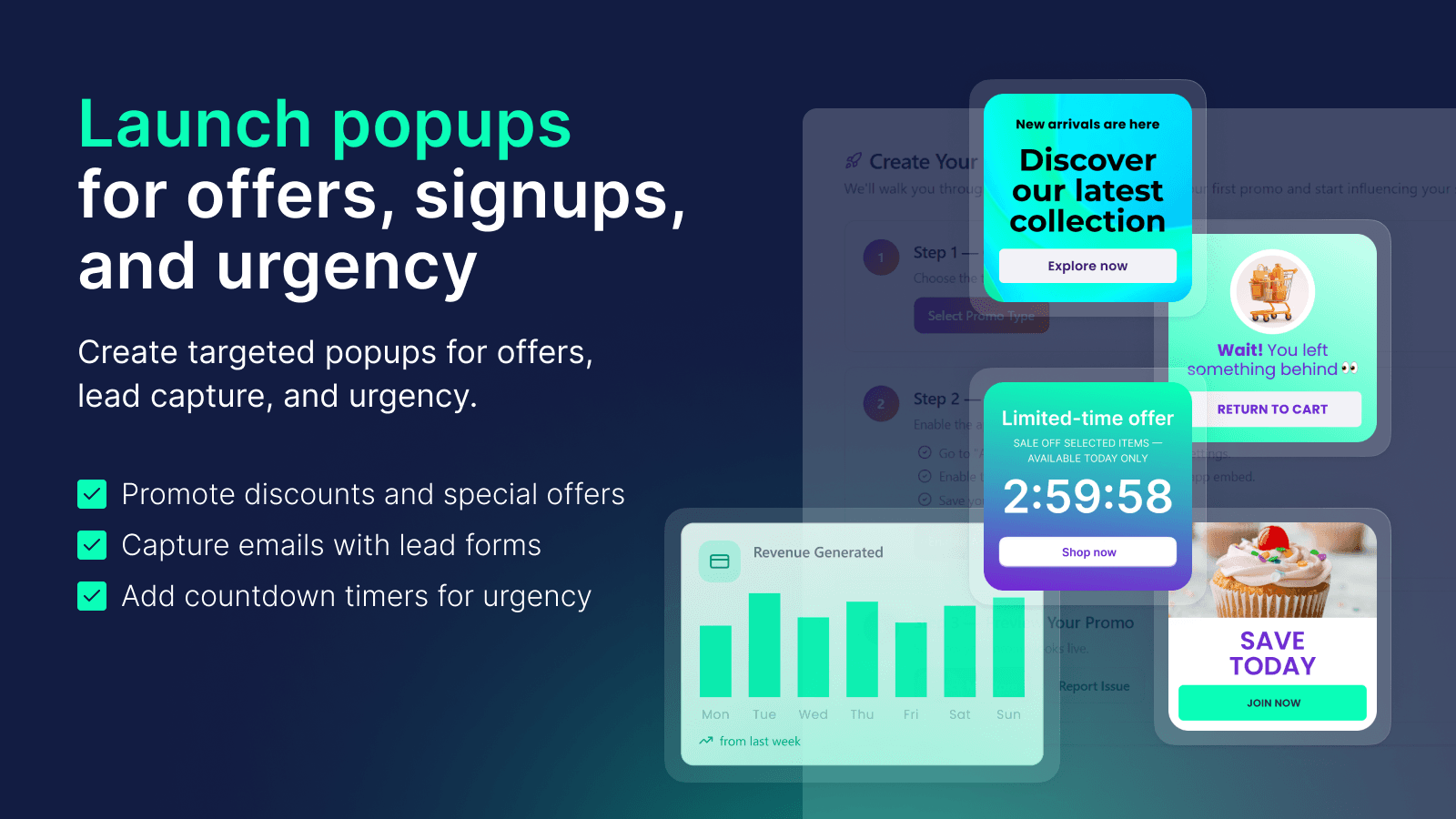 Fomio Sales Popups overview for offers, signups, and urgency