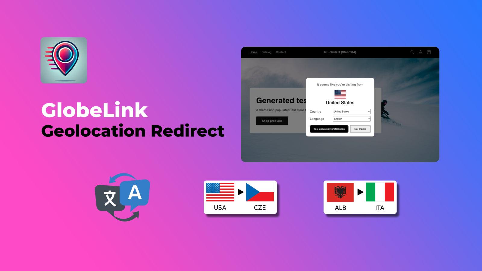 GlobeLink - Geolocation Redirect Banner