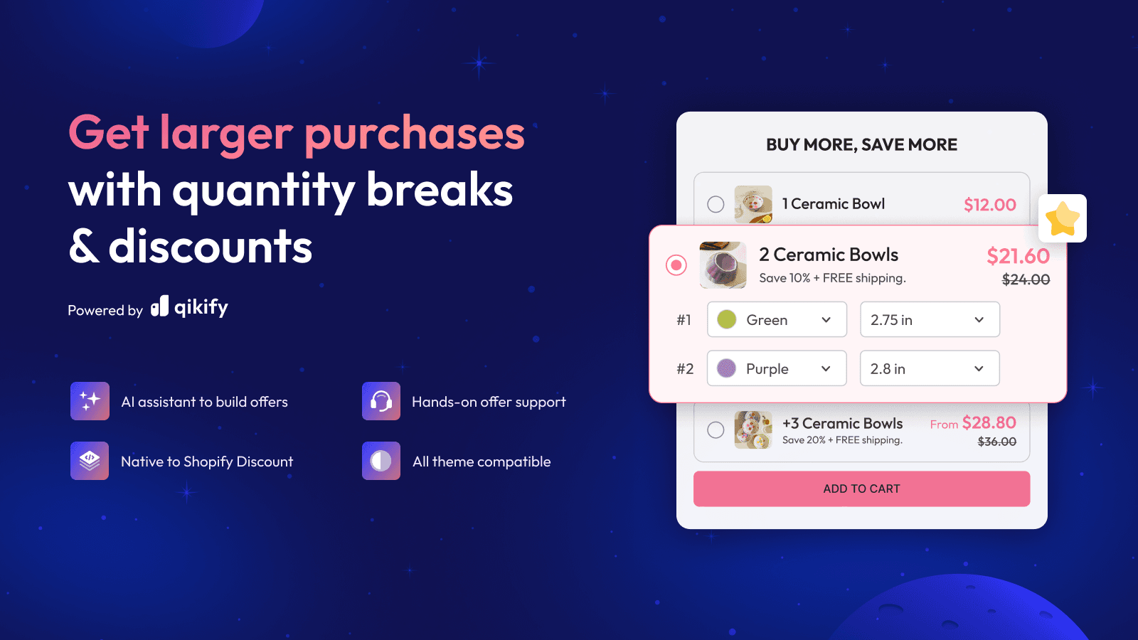 Get larger purchases with quantity breaks and volume discount
