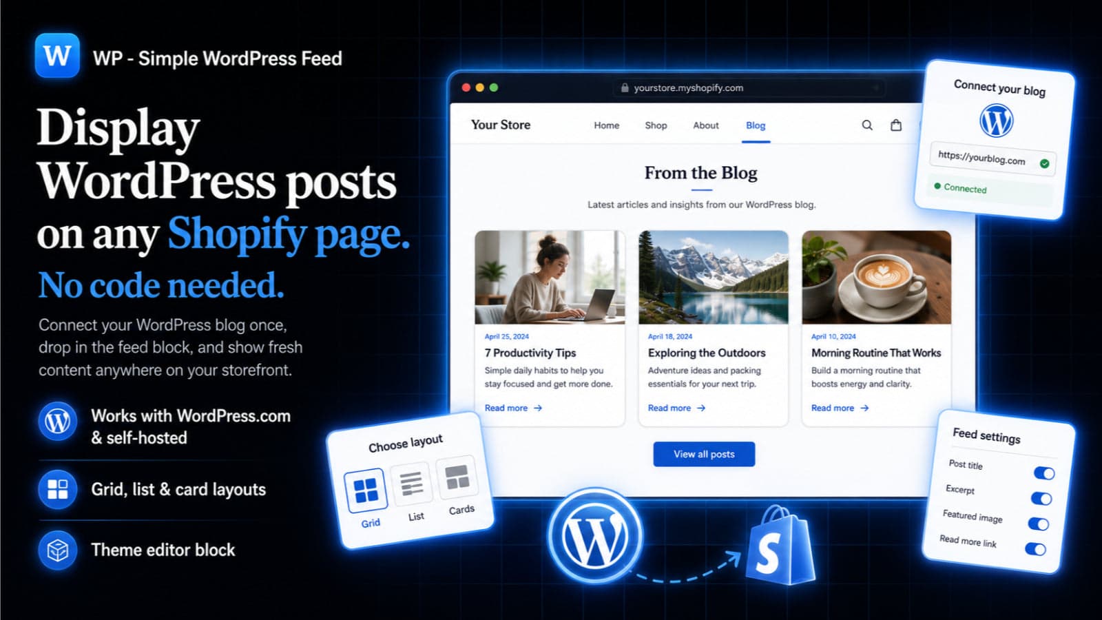 Display WordPress posts on any Shopify page