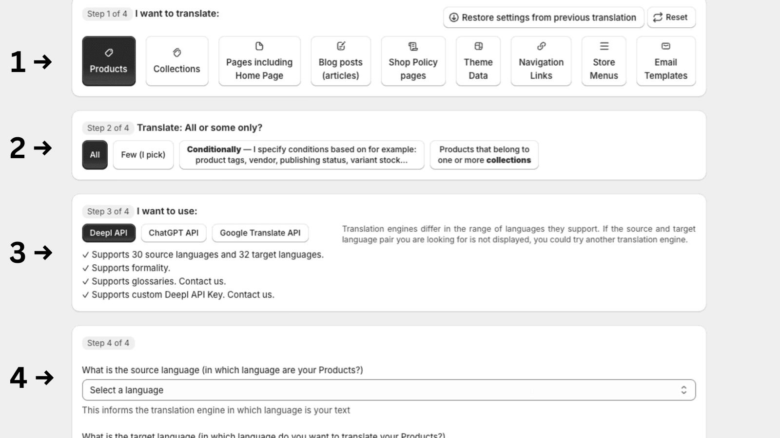 Translify app screenshot showing the app home page embedded