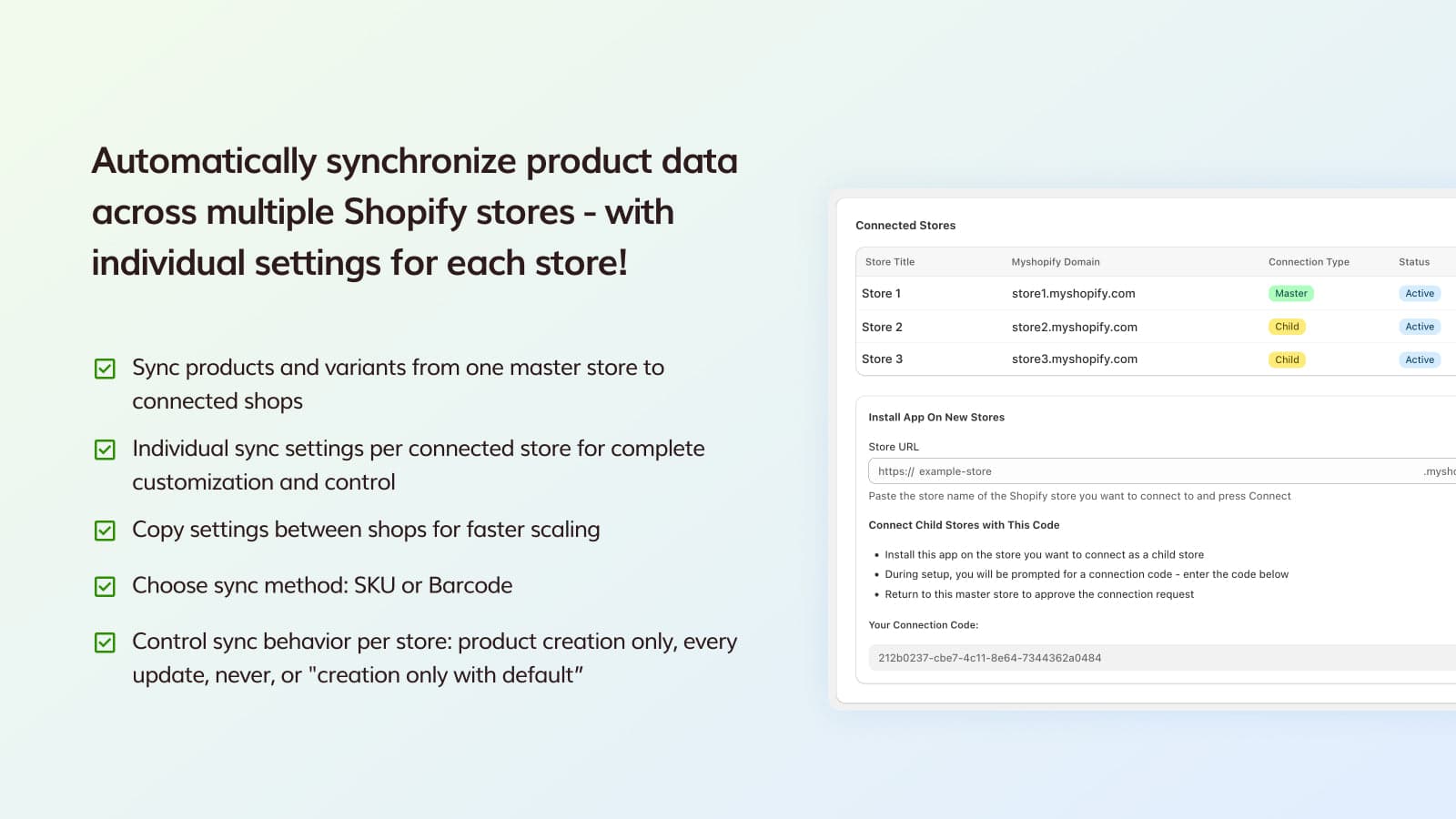 Synchronize product data across multiple Shopify Stores
