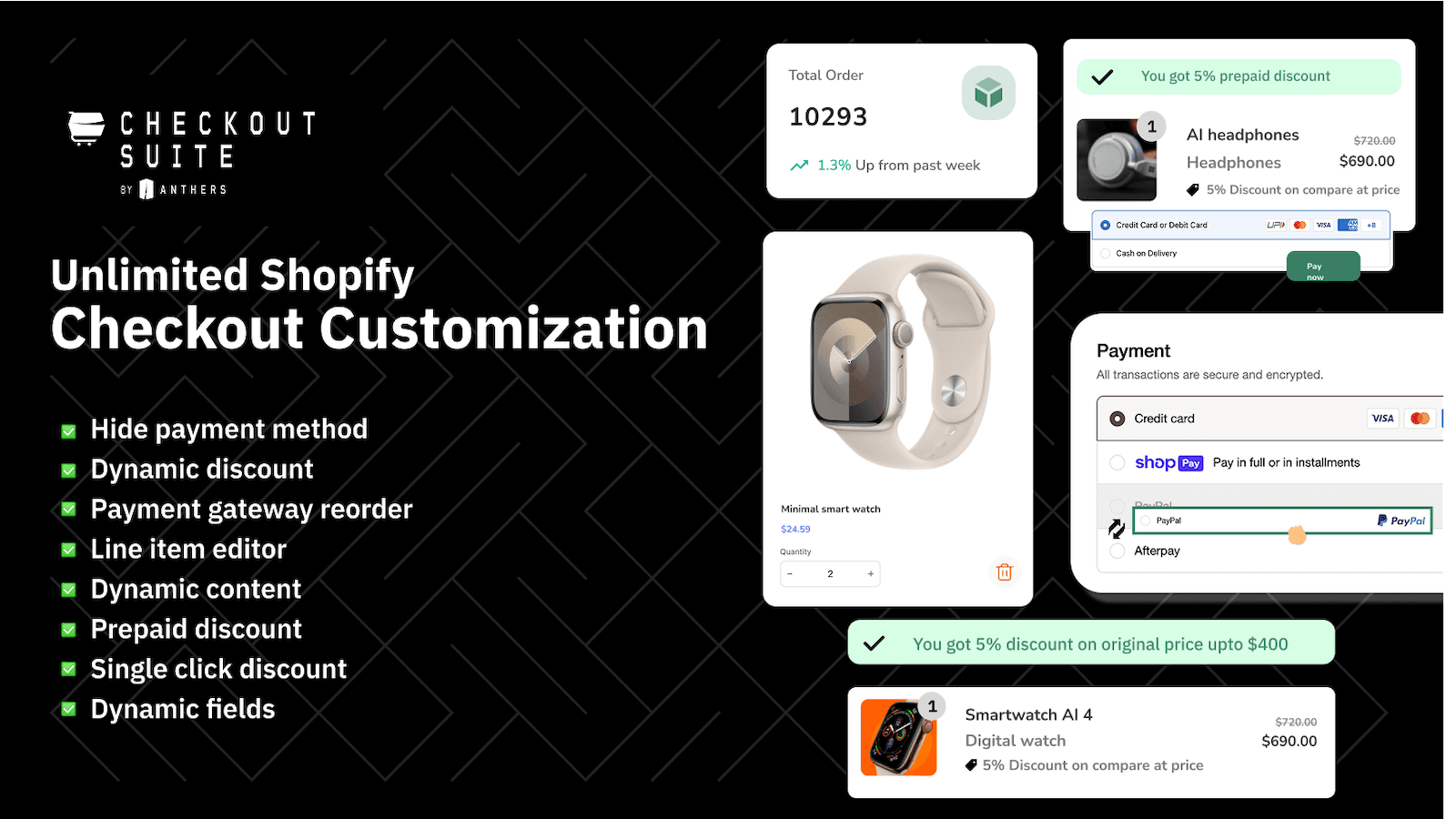 Customise the checkout with powerful features without any coding