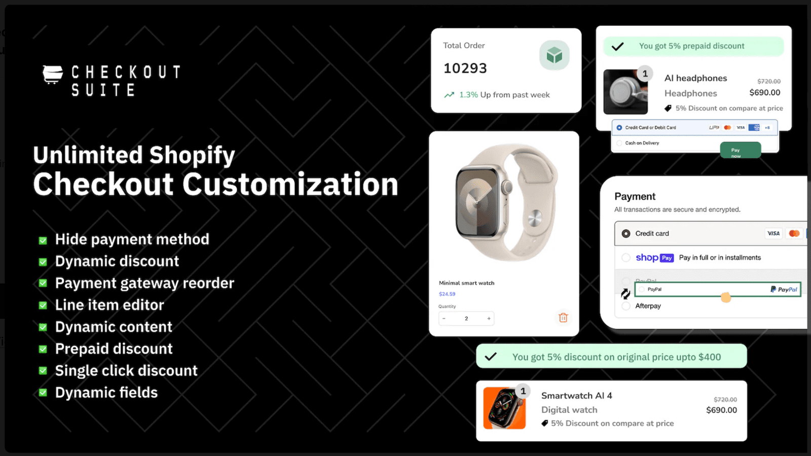 Customise the checkout with powerful features without any coding