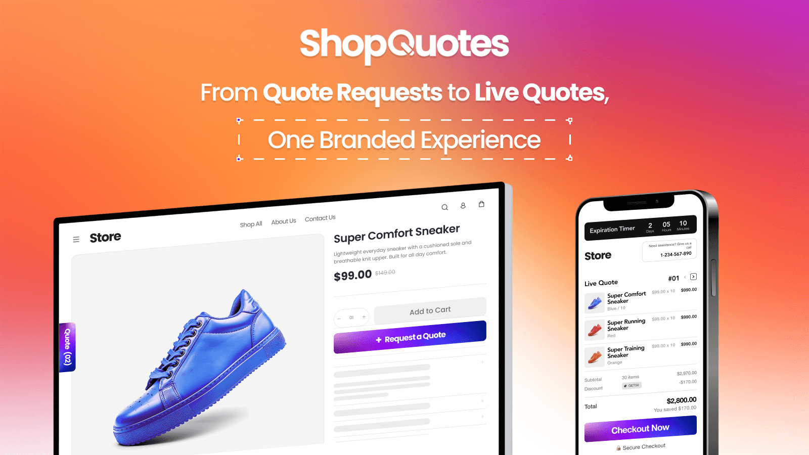 ShopQuotes — Request a Quote, then send a branded Live Quote