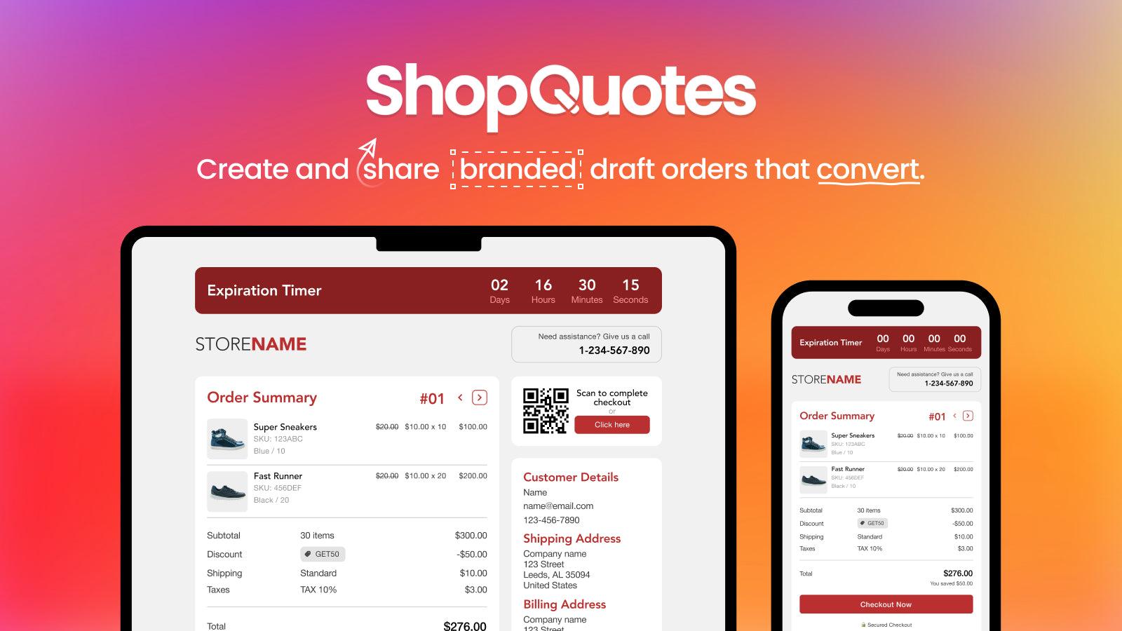 ShopQuotes | Live Draft Orders