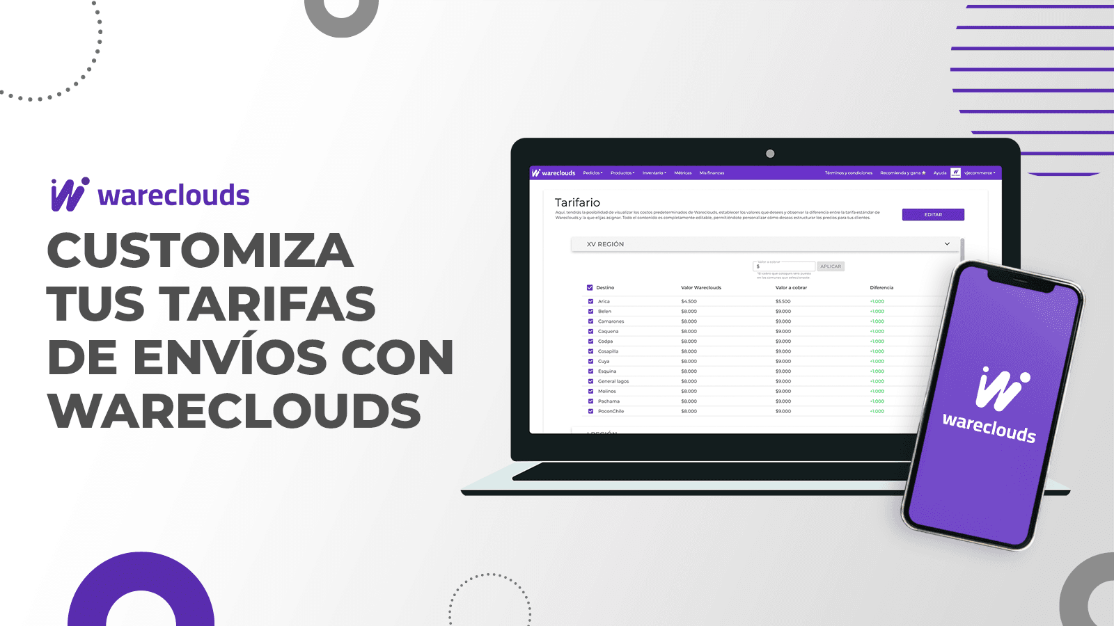 Vista app tarifario wareclouds