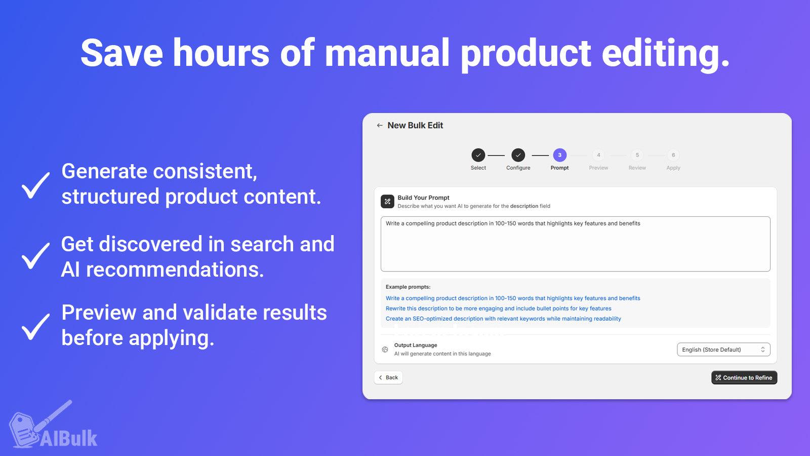 save hours of manual product editing with AIBulk