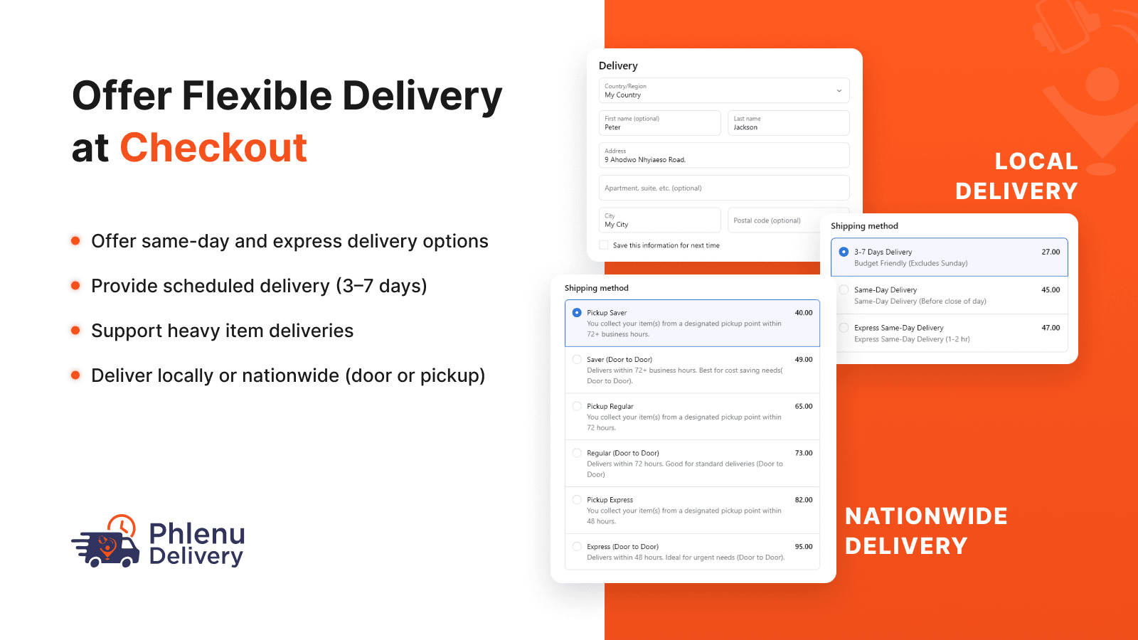 Flexible delivery options at checkout for better conversions