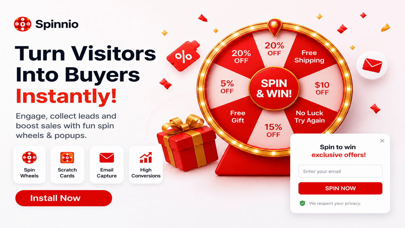 Spin Wheel Email Pop up