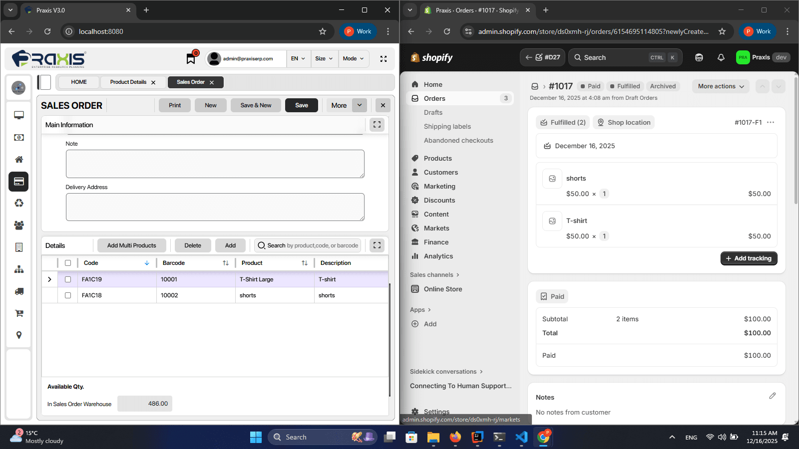 Orders Sync