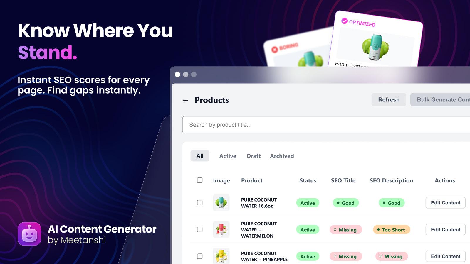 Get SEO score for current content