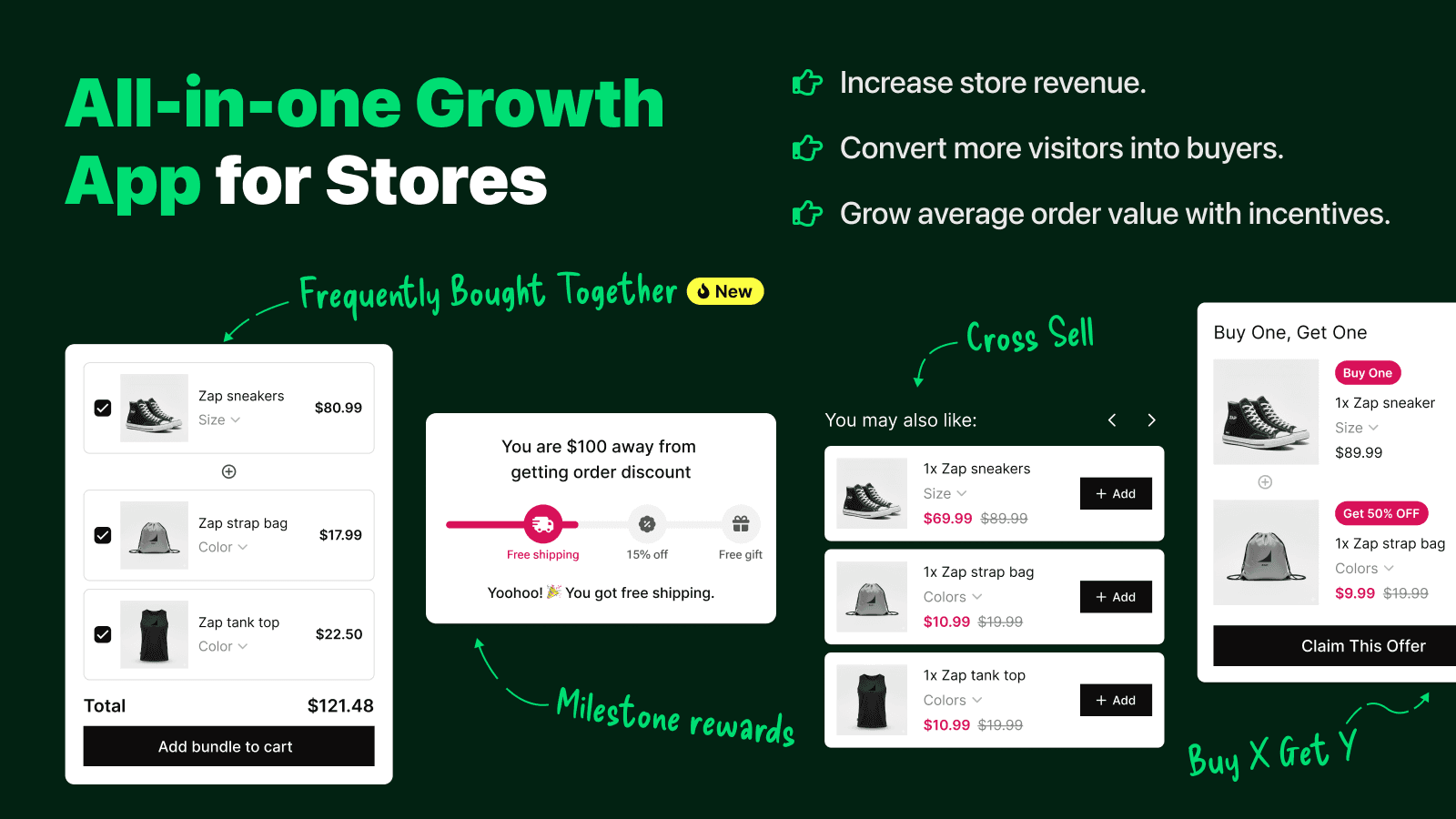 Zapio Upsell Bogo Free Gift frequently bought together