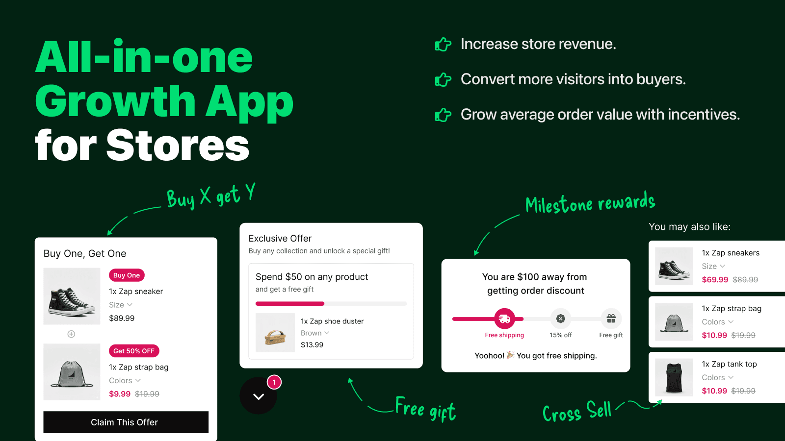 Zapio Upsell Bogo Free Gift