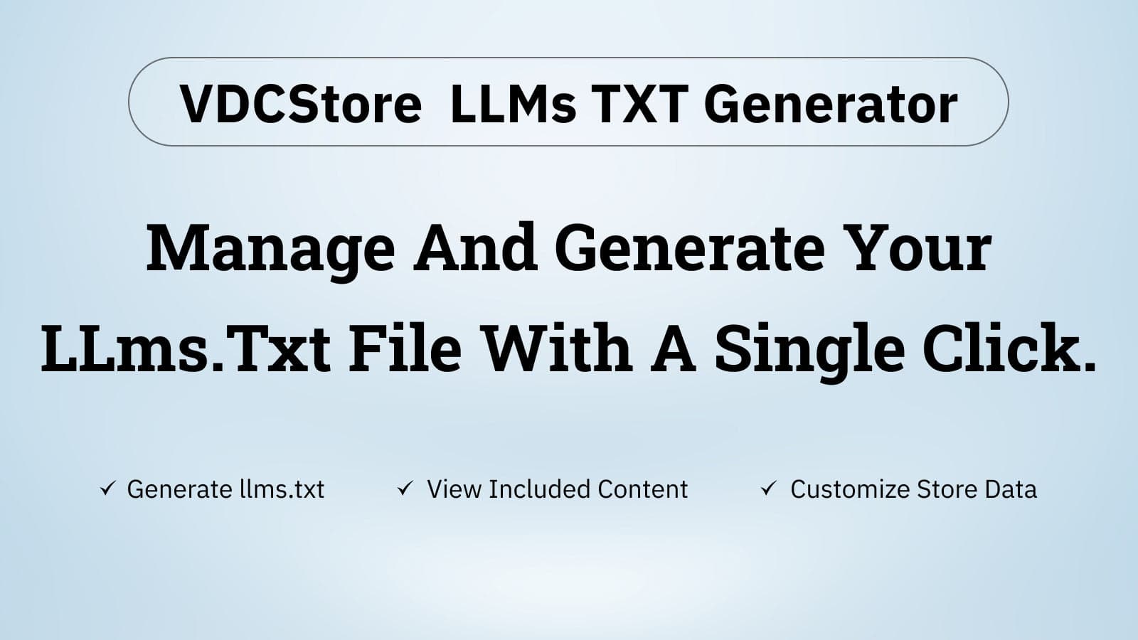VDCStore LLMs TXT Generator