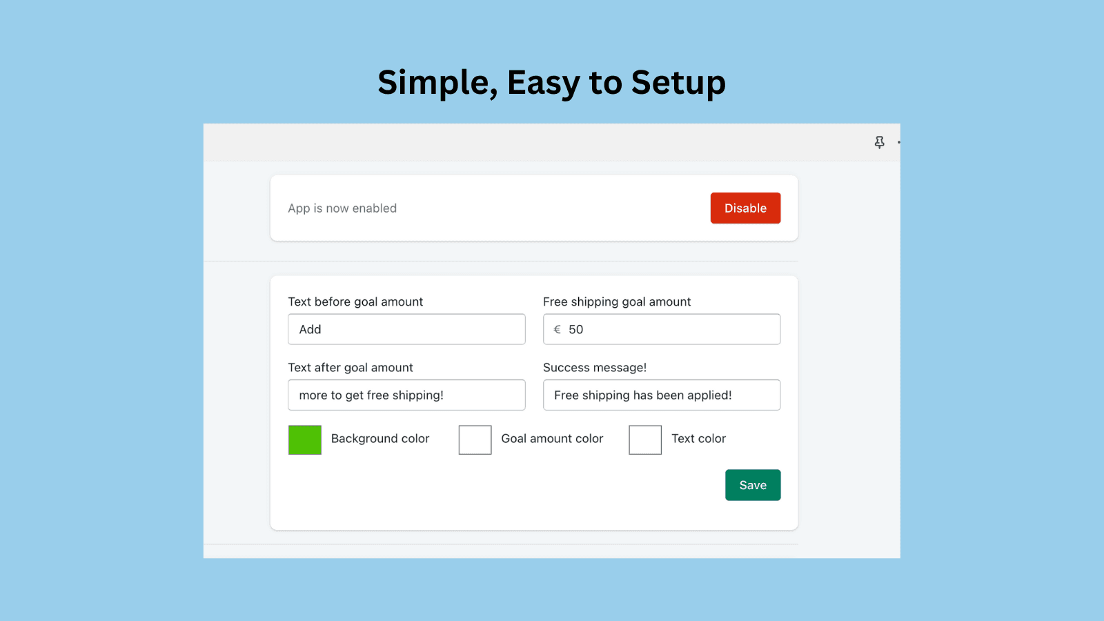 easy to setup free shipping bar