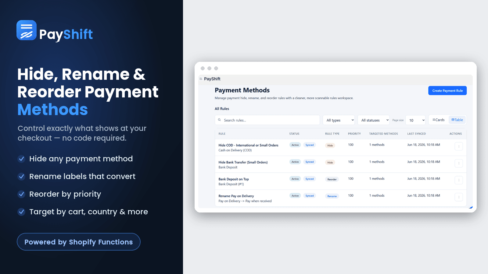 Hide, Rename and Reorder Any Payment Methods