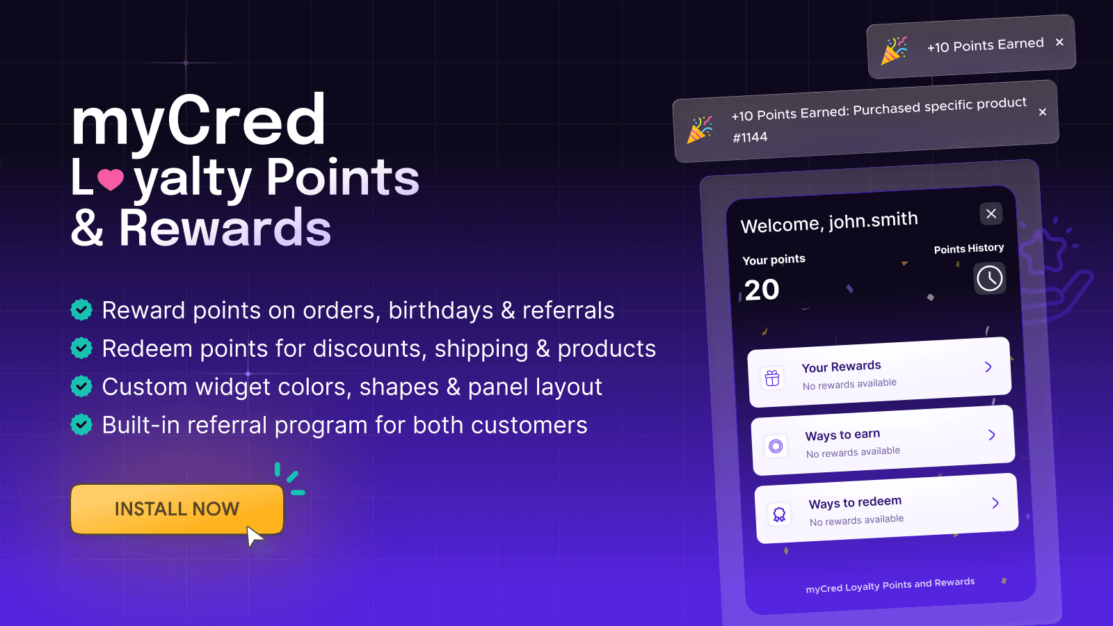 myCred Loyalty points and loyalty rewards app for Shopify stores