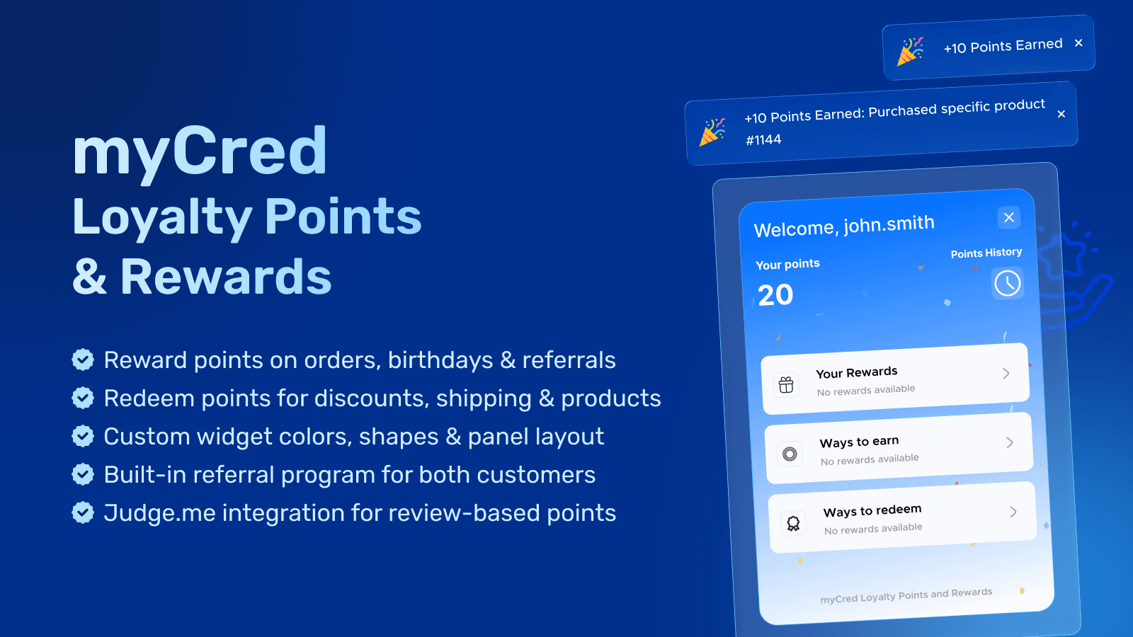 myCred Loyalty points and loyalty rewards app for Shopify stores
