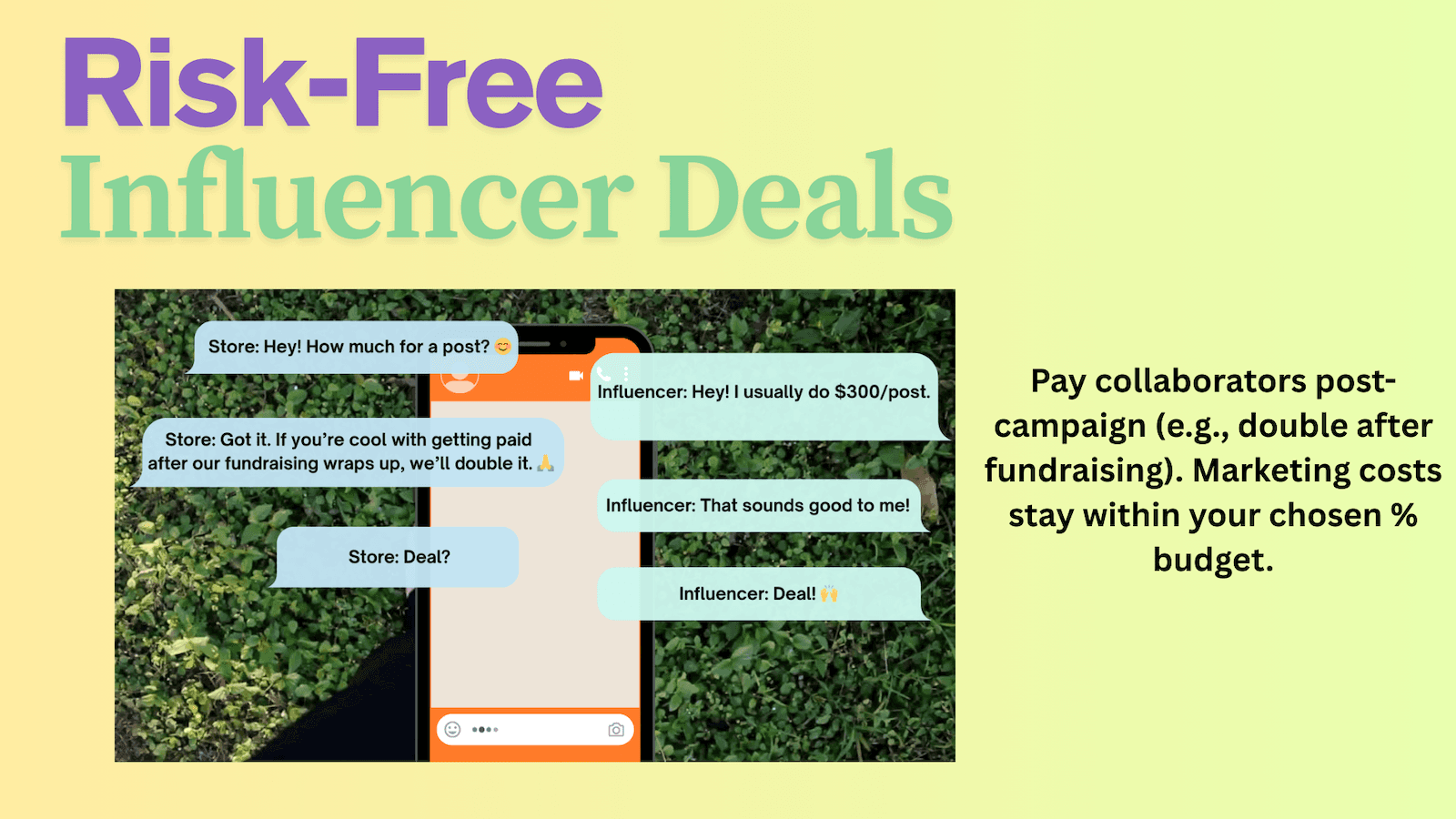 risk-free influencer deals