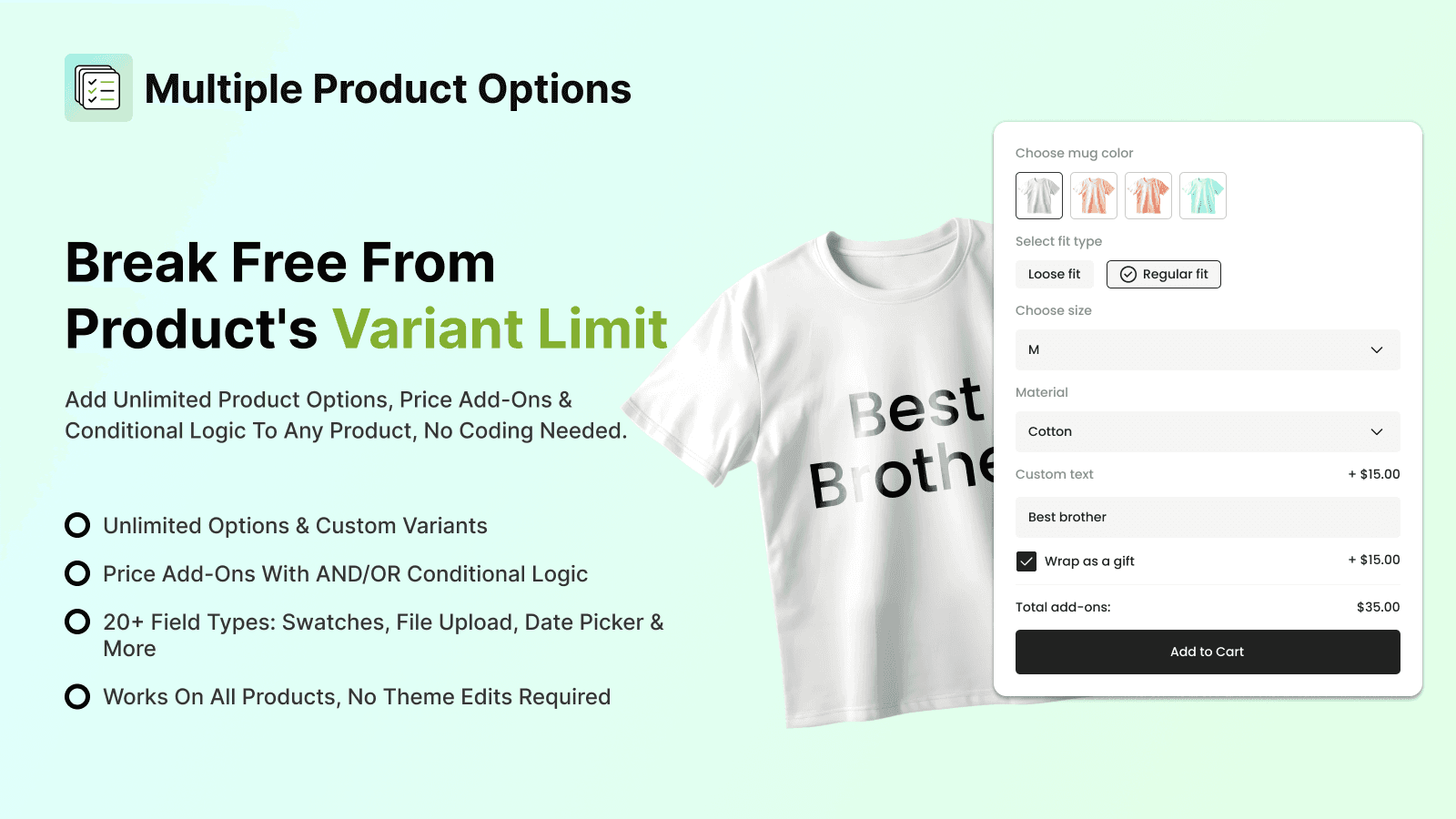 Multiple Product Options Features