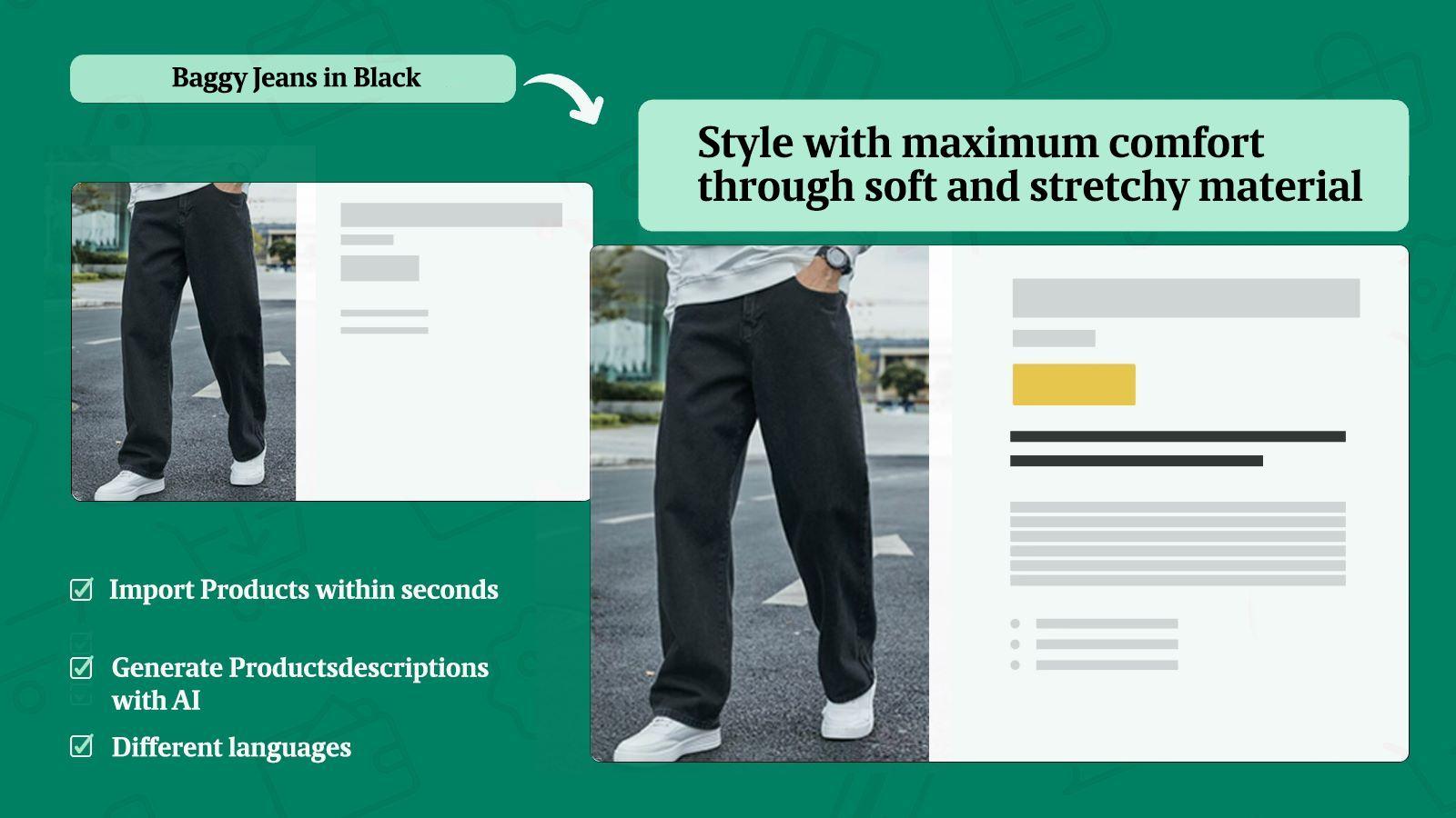 Generate unique product descriptions through AI & Copy Products