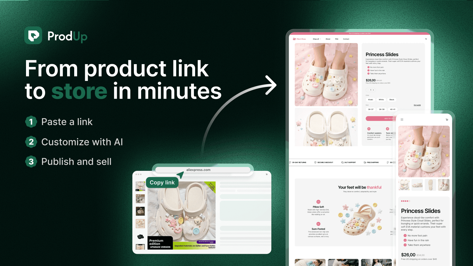 Product link to a professional store in three simple steps