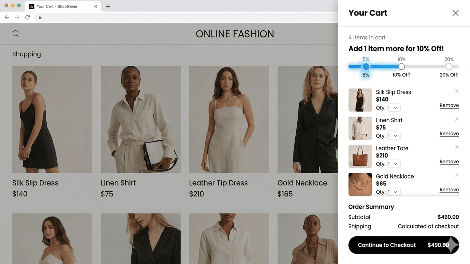 Discount progress bar in the cart
