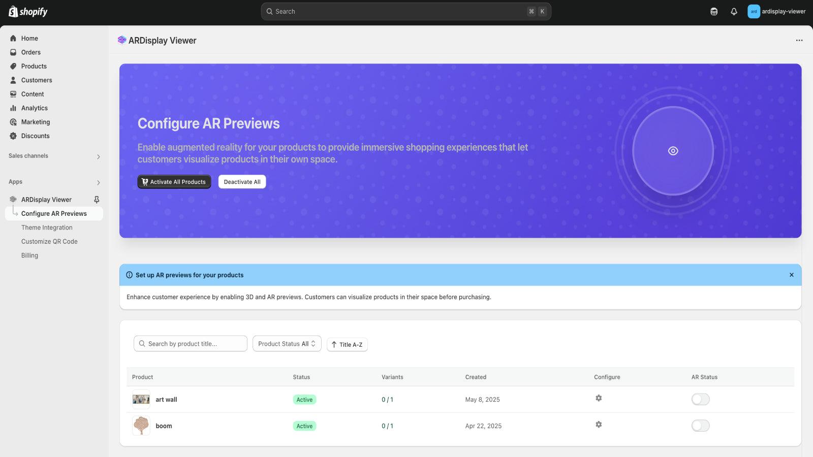 Configure AR Previews